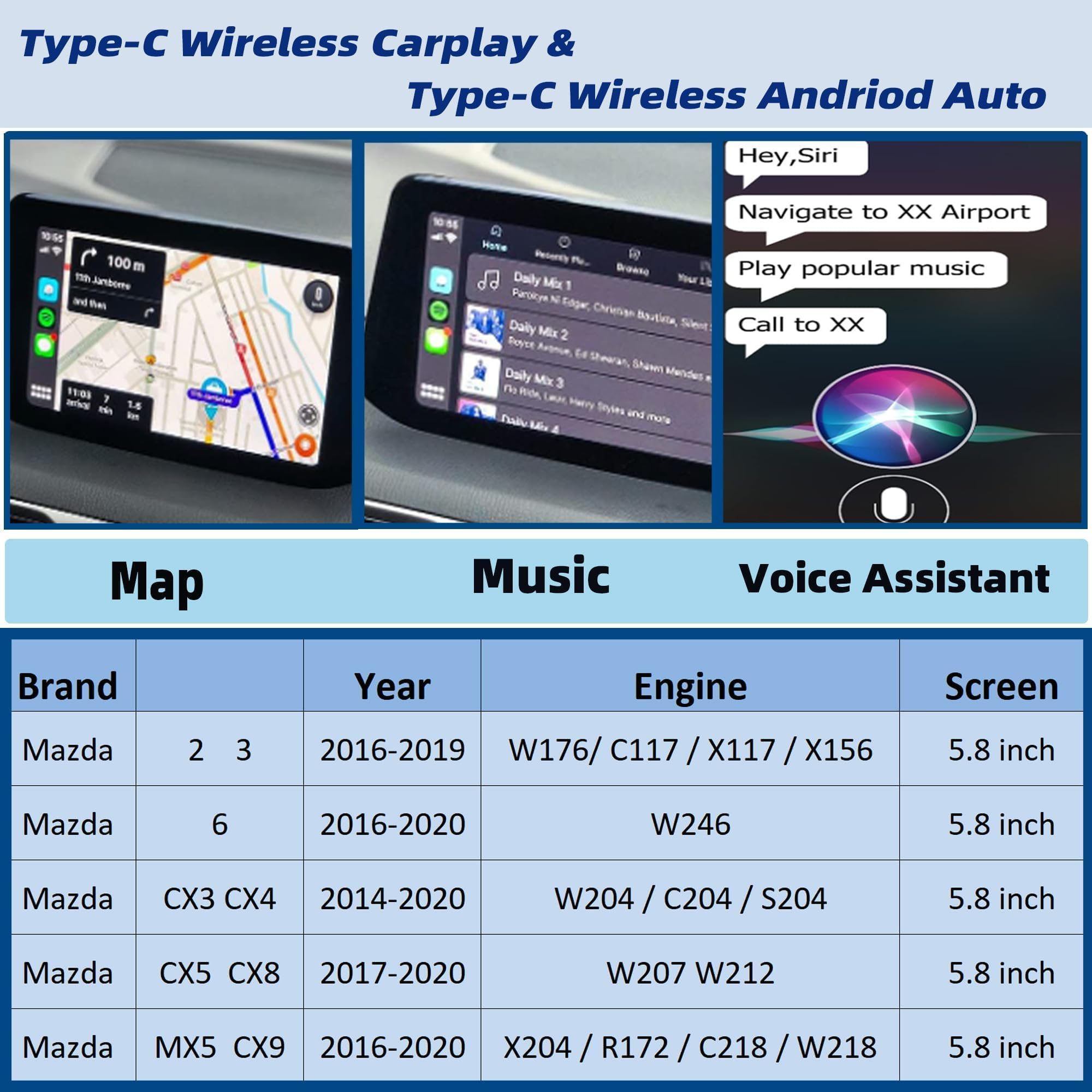 Amazon.co.jp: Dasbecan Type-C ワイヤレス マツダ カープレイ Android